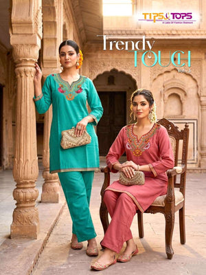 Tips & Tops Trendy Touch Rayon Embroidered Co Ord Set