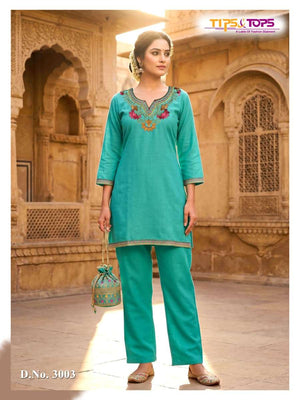 Tips & Tops Trendy Touch Rayon Embroidered Co Ord Set
