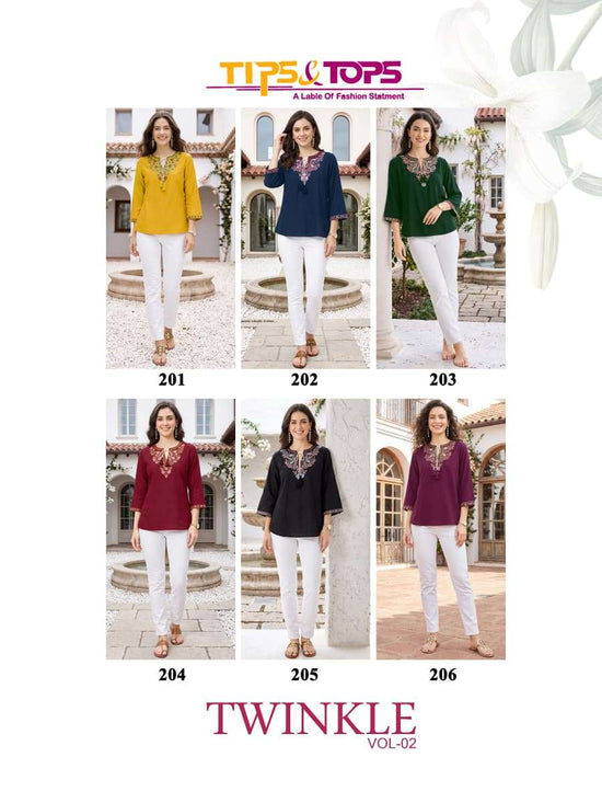 Tips And Tops Twinkle Vol-2 Rayon Printed Stitched Kurti - Amrah Wholesale