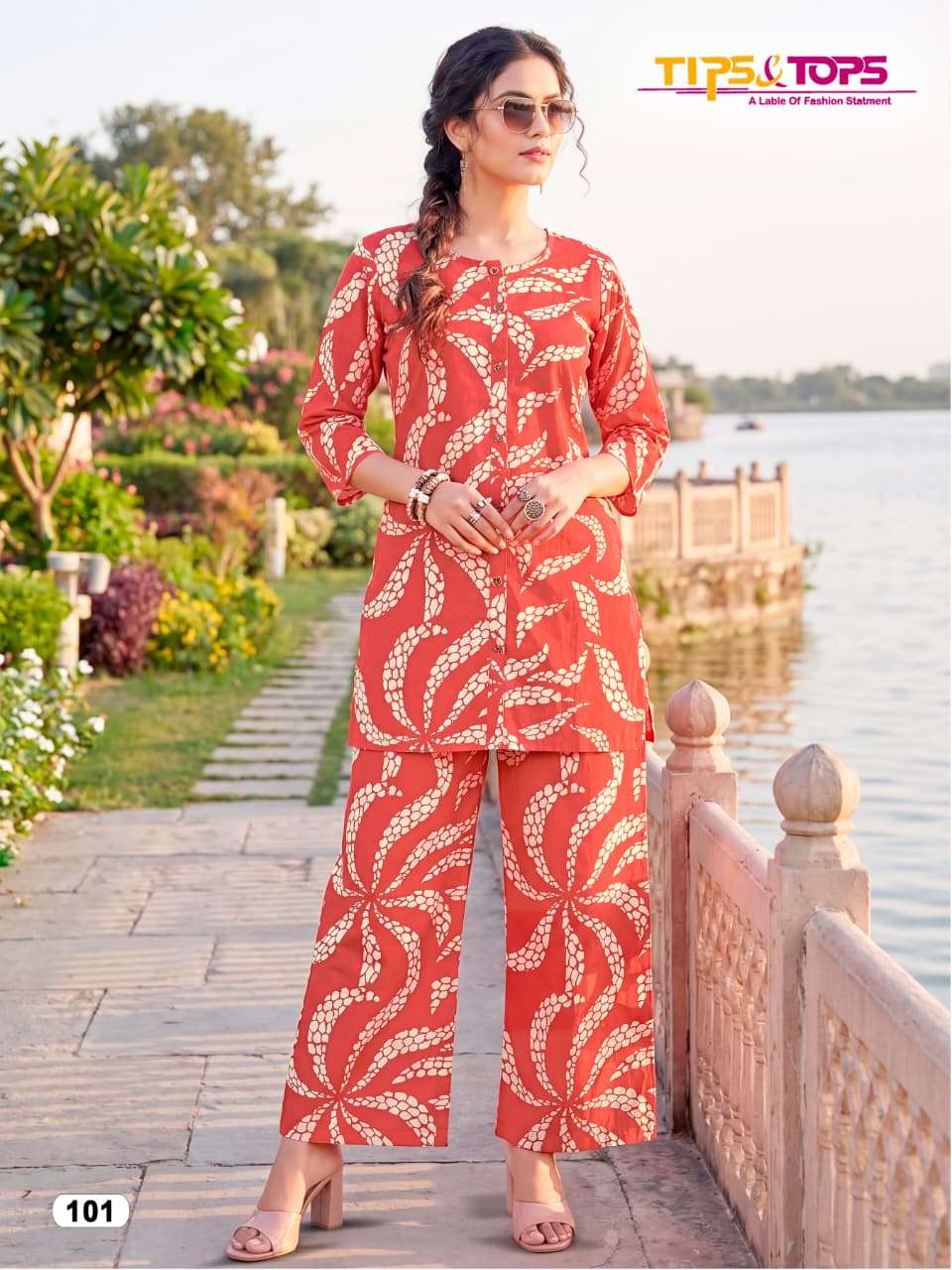 Tips & Tops Cotton Beauty Printed Cotton Co Ord Set - Amrah Wholesale