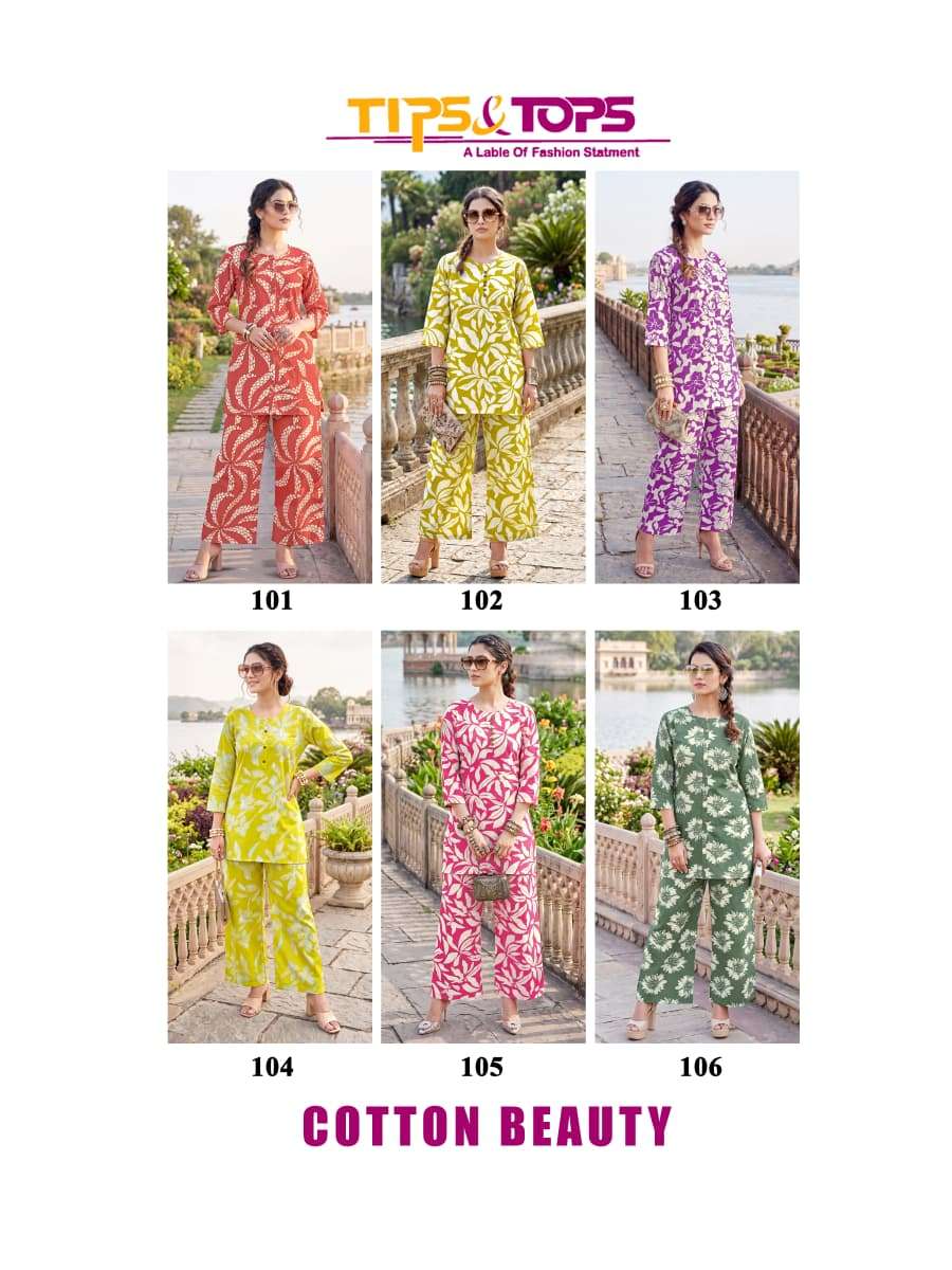 Tips & Tops Cotton Beauty Printed Cotton Co Ord Set - Amrah Wholesale