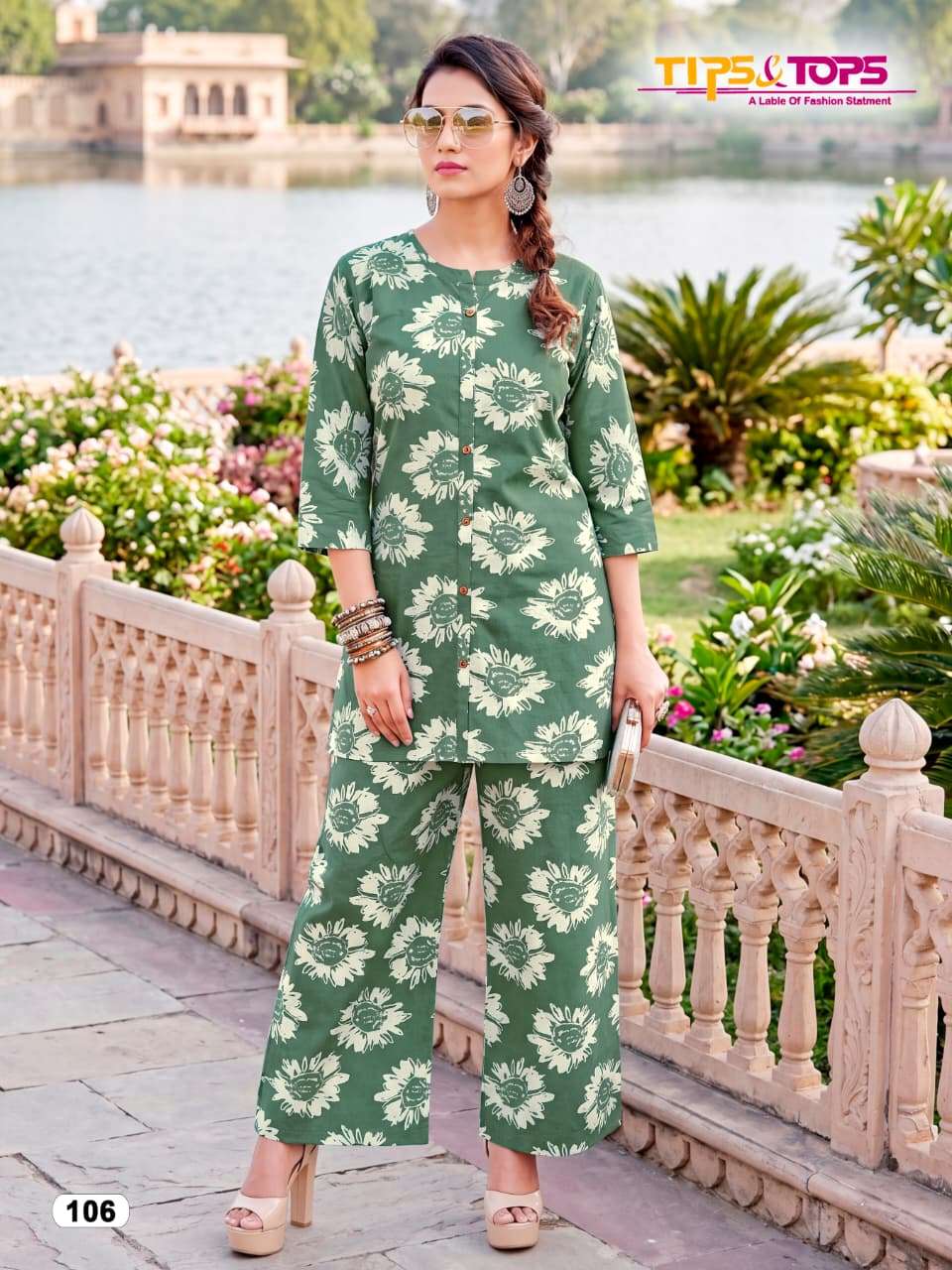 Tips & Tops Cotton Beauty Printed Cotton Co Ord Set - Amrah Wholesale