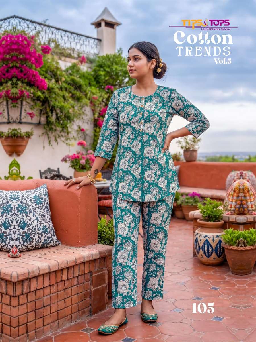 Tips & Tops Cotton Trends Vol 5 Cotton Co Ord Set - Amrah Wholesale