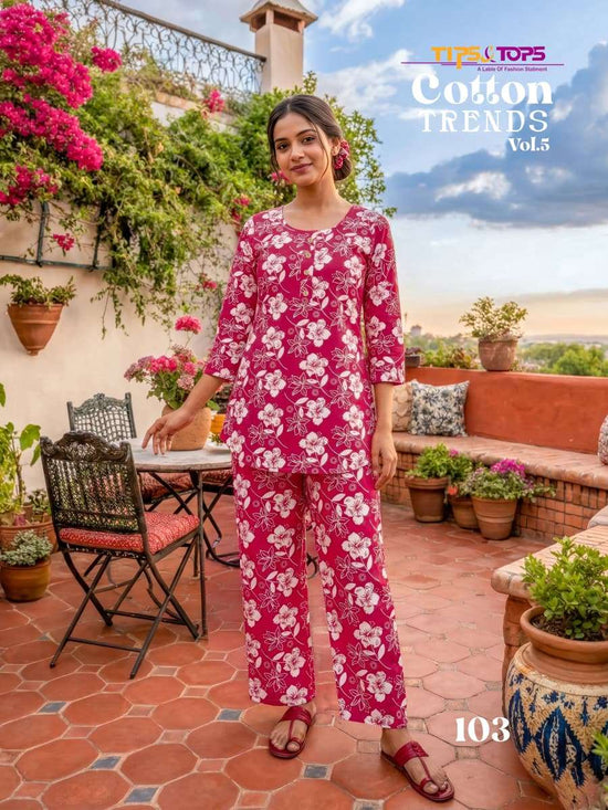 Tips & Tops Cotton Trends Vol 5 Cotton Co Ord Set - Amrah Wholesale