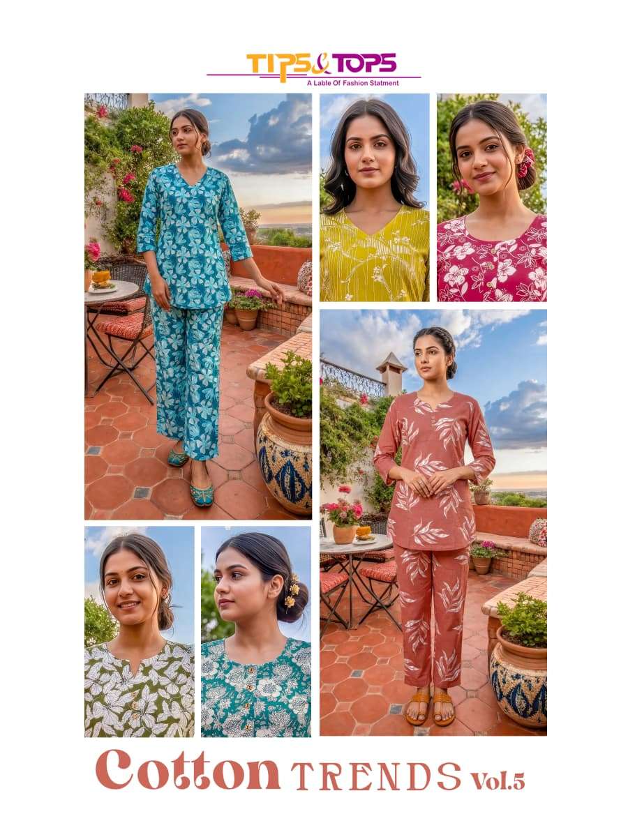 Tips & Tops Cotton Trends Vol 5 Cotton Co Ord Set - Amrah Wholesale
