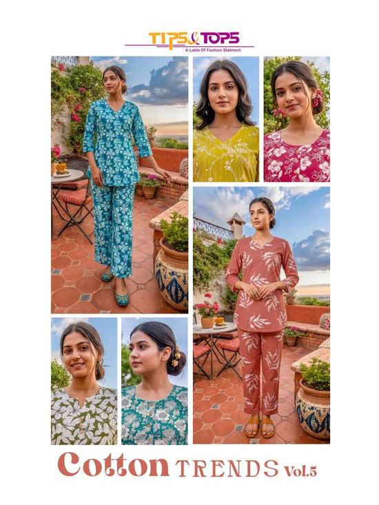 Tips & Tops Cotton Trends Vol 5 Cotton Co Ord Set - Amrah Wholesale