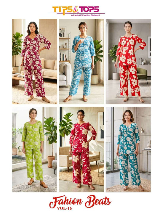 Tips & Tops Fashion Beats Vol 16 Printed Rayon Co Ord Set - Amrah Wholesale