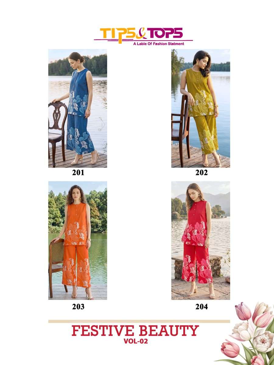 Tips & Tops Festive Beauty Vol 2 Rayon Printed Co-Ord Set