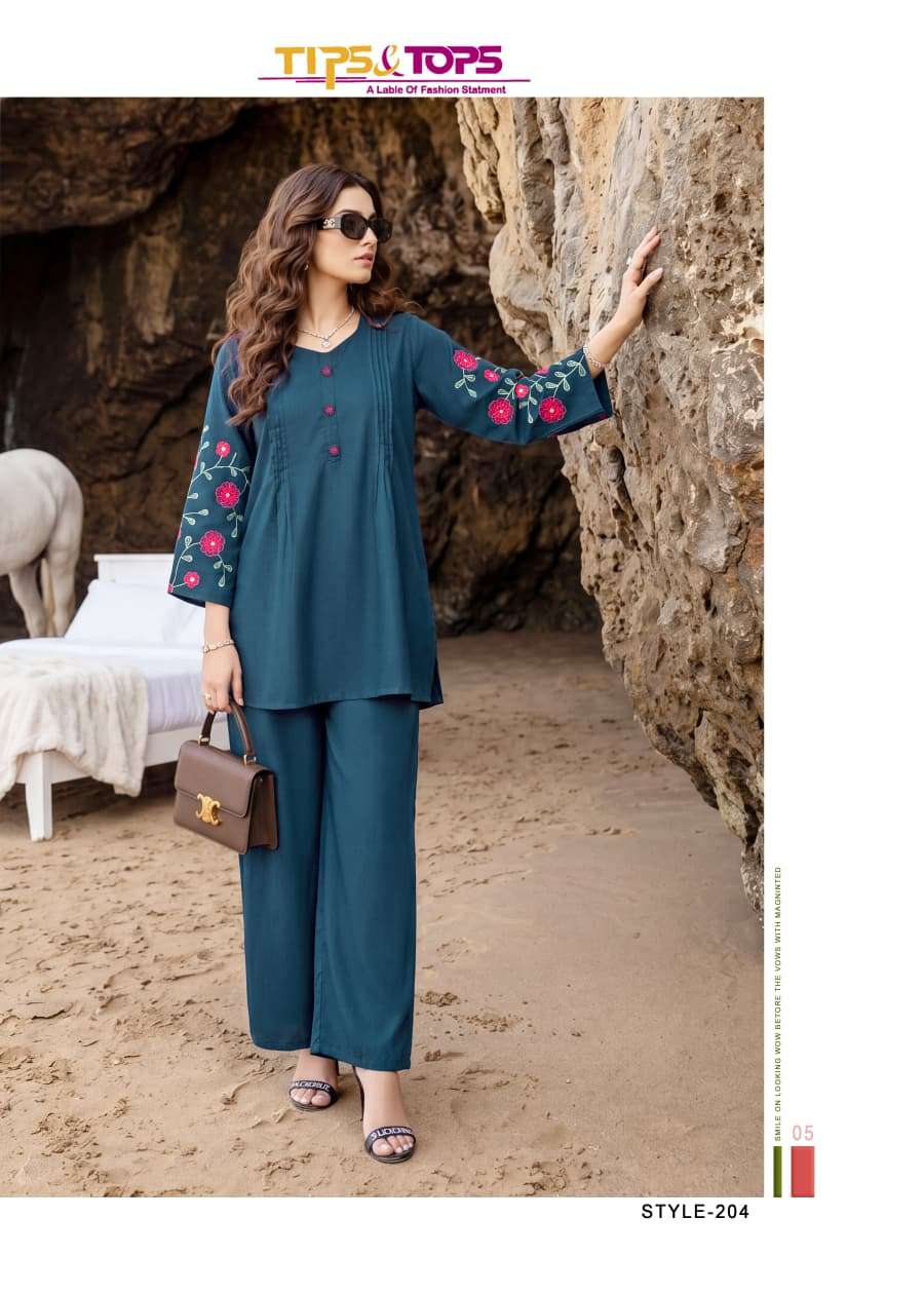 Tips & Tops Honey Vol 2 Rayon Embroidered Co Ord Set - Amrah Wholesale