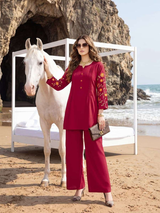 Tips & Tops Honey Vol 2 Rayon Embroidered Co Ord Set - Amrah Wholesale