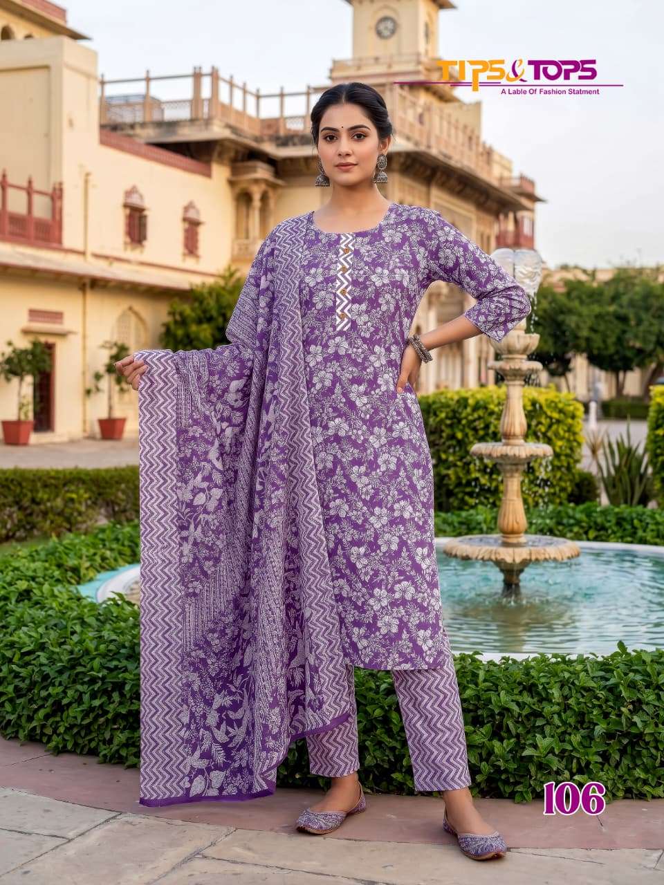 Tips & Tops Summer Fashion Vol 12 Cotton Kurti Pant Dupatta Set - Amrah Wholesale