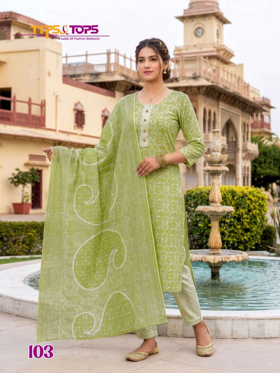 Tips & Tops Summer Fashion Vol 12 Cotton Kurti Pant Dupatta Set - Amrah Wholesale