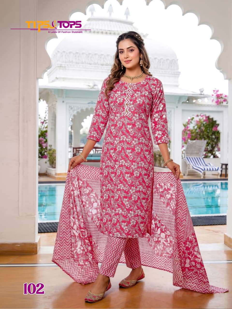 Tips & Tops Summer Fashion Vol 12 Cotton Kurti Pant Dupatta Set - Amrah Wholesale
