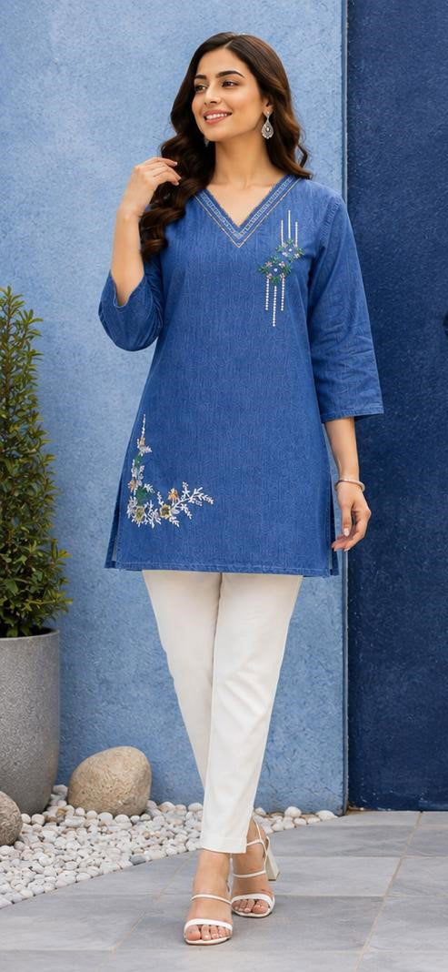 TLC Vol 98 Denim Embroidered Kurti