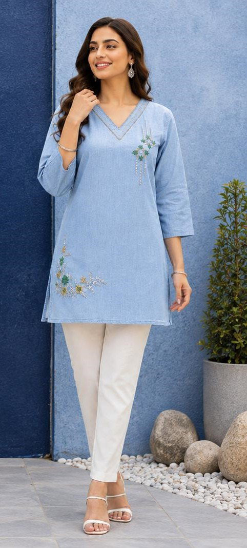 TLC Vol 98 Denim Embroidered Kurti