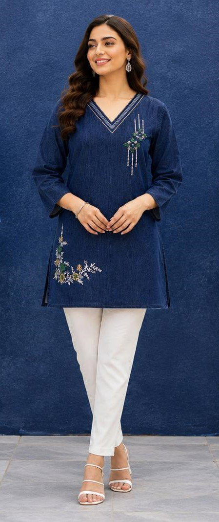 TLC Vol 98 Denim Embroidered Kurti