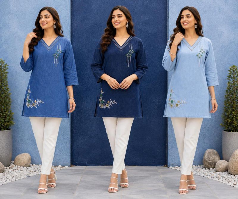 TLC Vol 98 Denim Embroidered Kurti