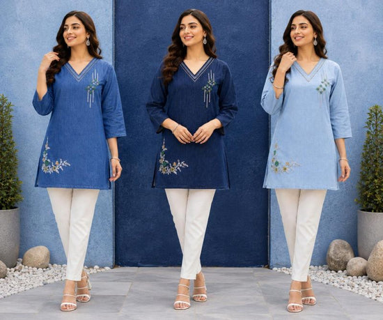 TLC Vol 98 Denim Embroidered Kurti