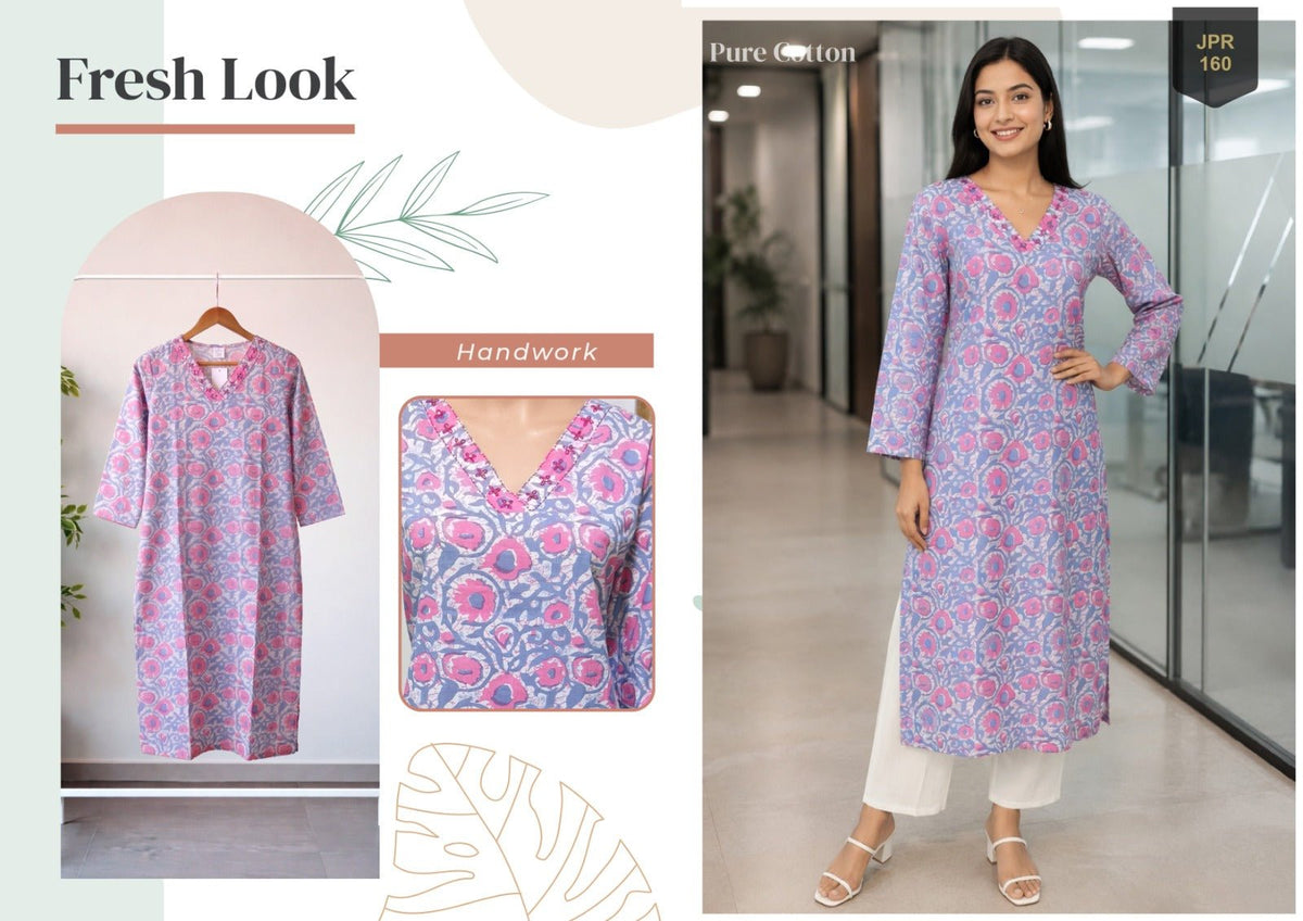 Trendy Khushi Cotton Jaipuri Printed Tops - Amrah Wholesale