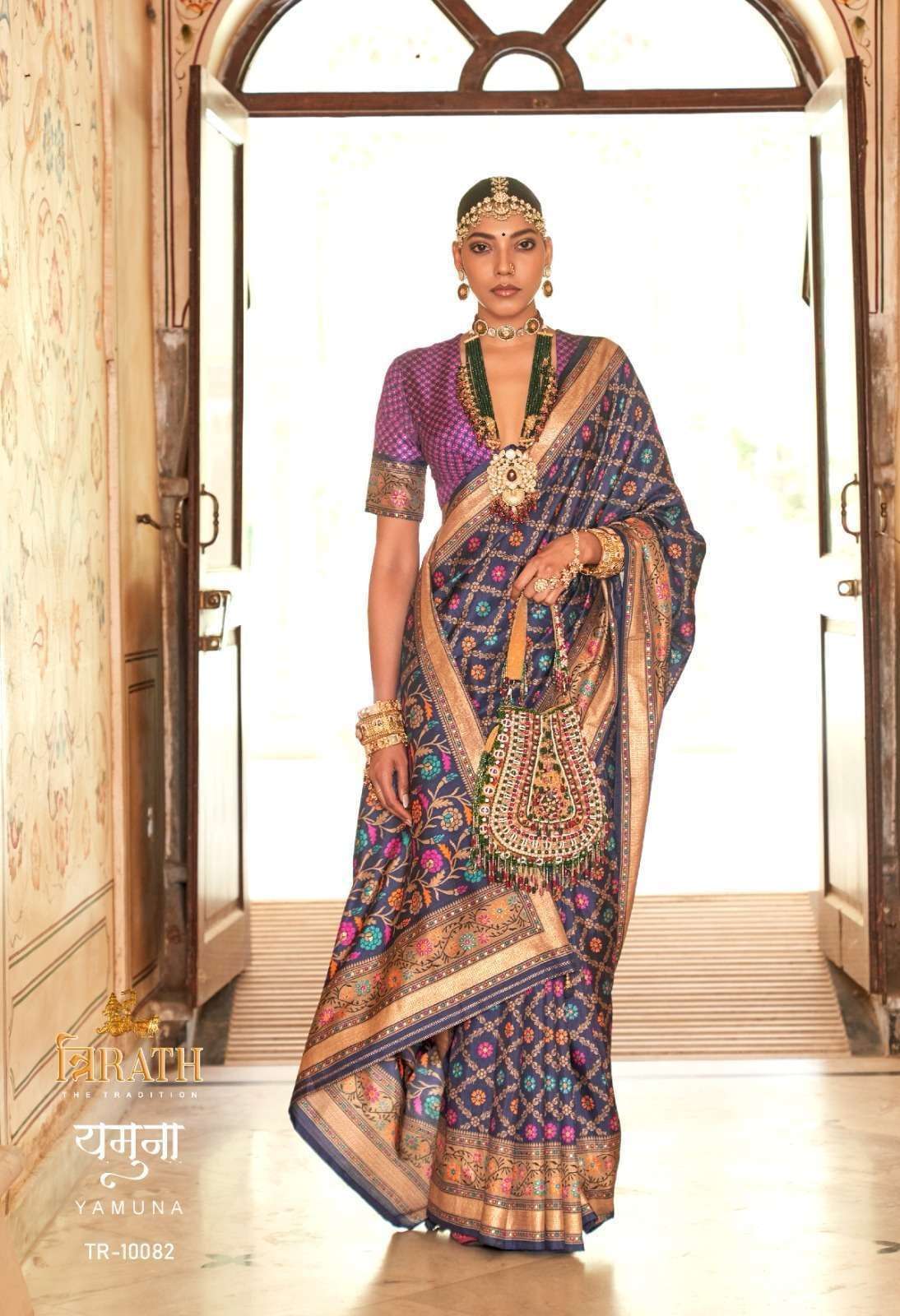 Trirath Yamuna Silk Printed Festive Patola Saree