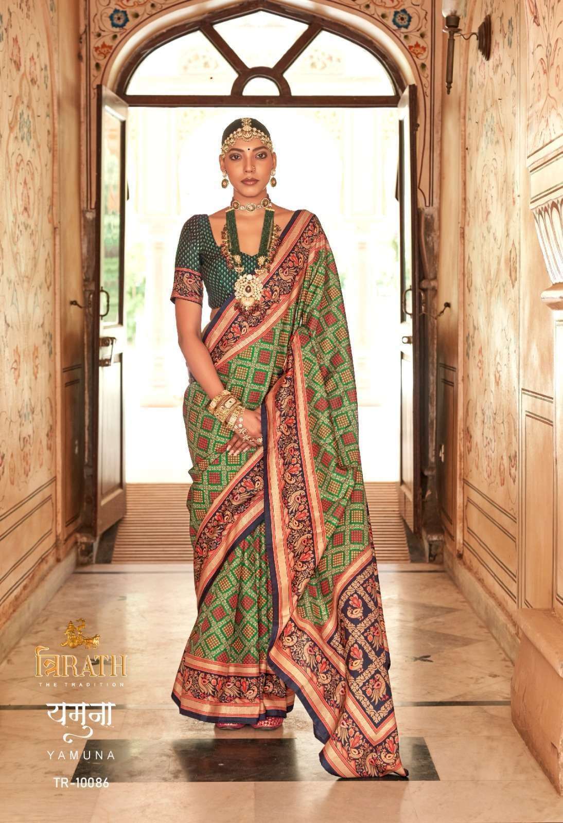 Trirath Yamuna Silk Printed Festive Patola Saree