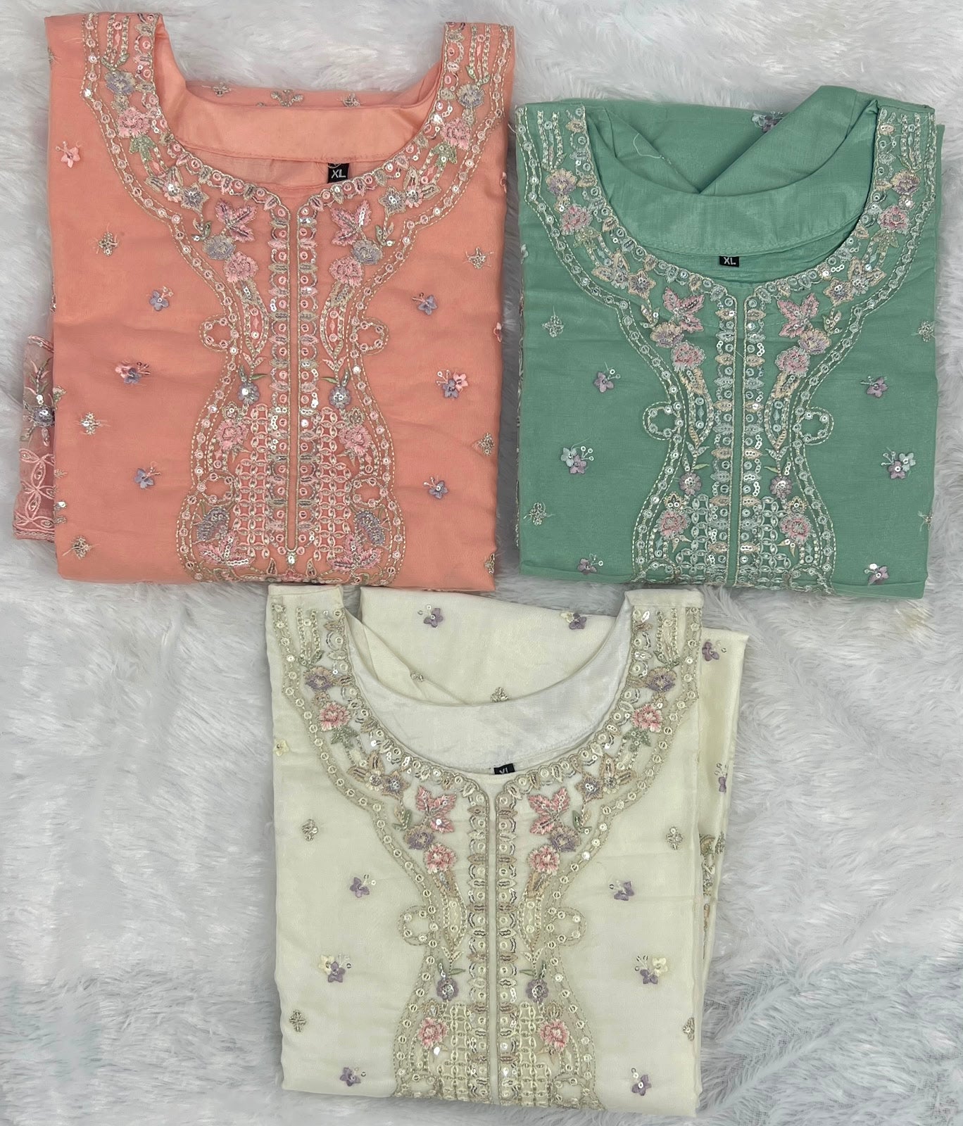 Tvisha Vol 2 Organza Silk Embroidered Kurti Pant Dupatta Set