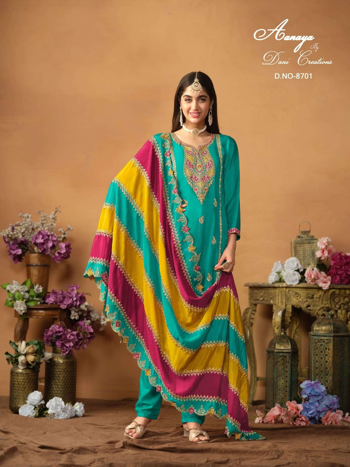 Twisha Aanaya Vol-187 Pure Chinon Silk Embroidered Pakistani Suit - Amrah Wholesale