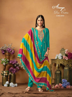 Twisha Aanaya Vol-187 Pure Chinon Silk Embroidered Pakistani Suit - Amrah Wholesale