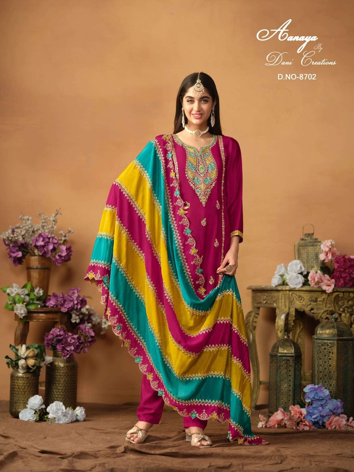 Twisha Aanaya Vol-187 Pure Chinon Silk Embroidered Pakistani Suit - Amrah Wholesale