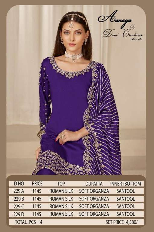 TWISHA AANAYA VOL-229 Roman Silk Embroidered Pakistani Suit