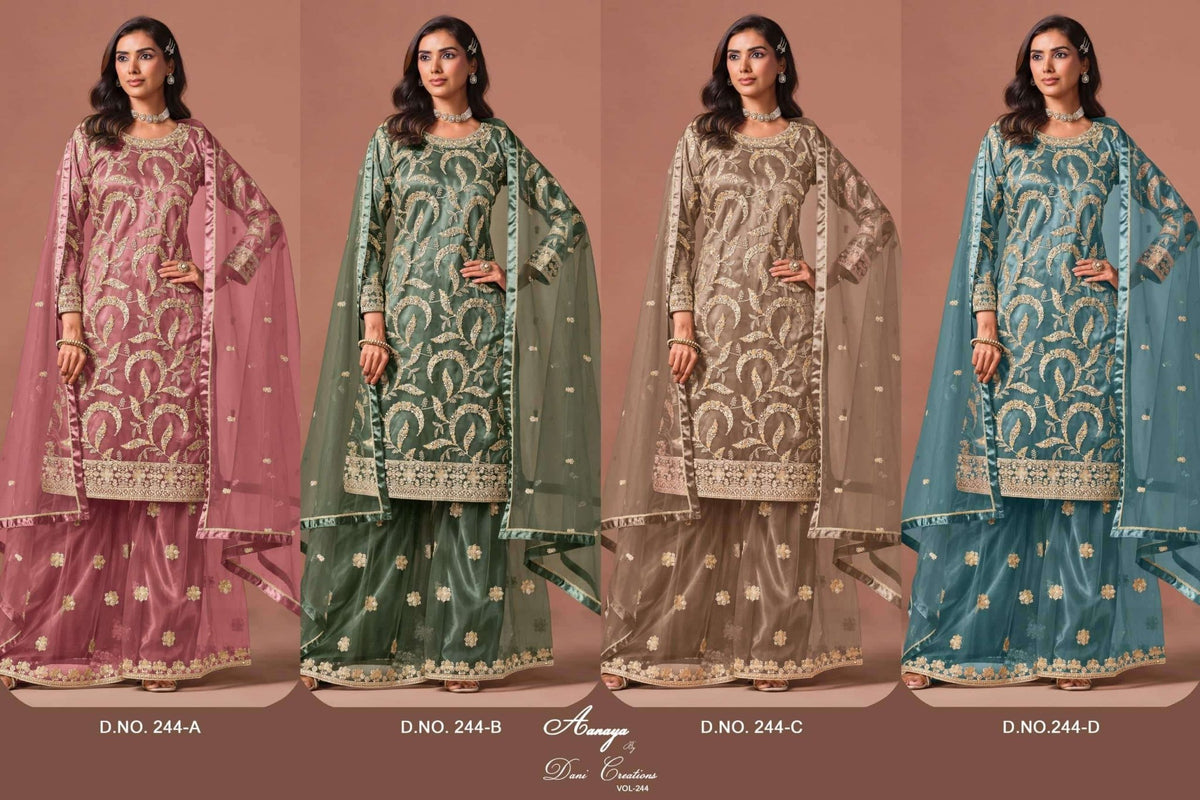 Twisha Aanaya Vol-244 Net Embroidery Pakistani Sharara Suit - Amrah Wholesale