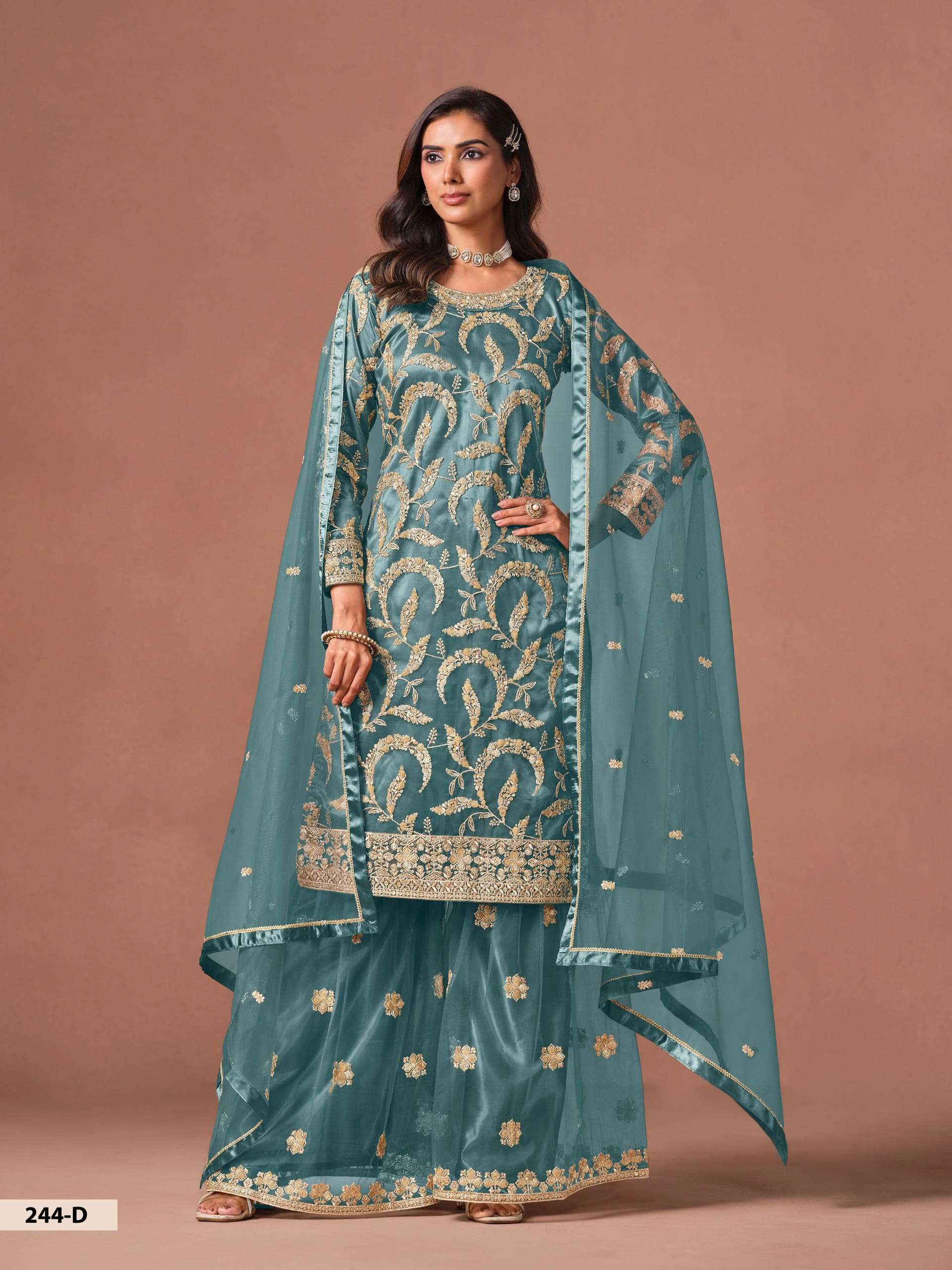 Twisha Aanaya Vol-244 Net Embroidery Pakistani Sharara Suit