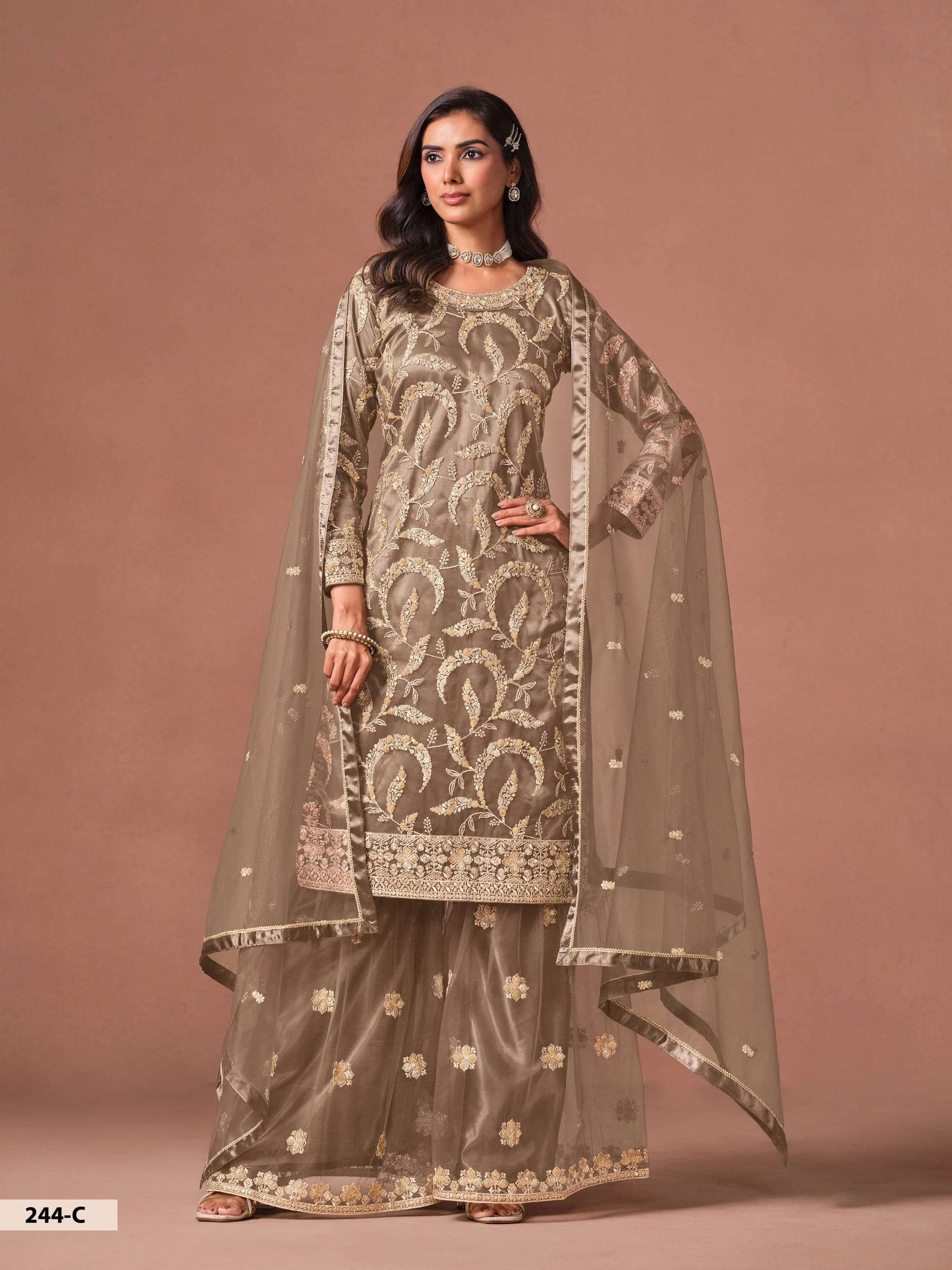 Twisha Aanaya Vol-244 Net Embroidery Pakistani Sharara Suit