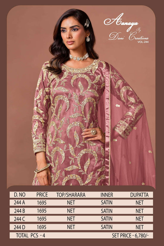 Twisha Aanaya Vol-244 Net Embroidery Pakistani Sharara Suit