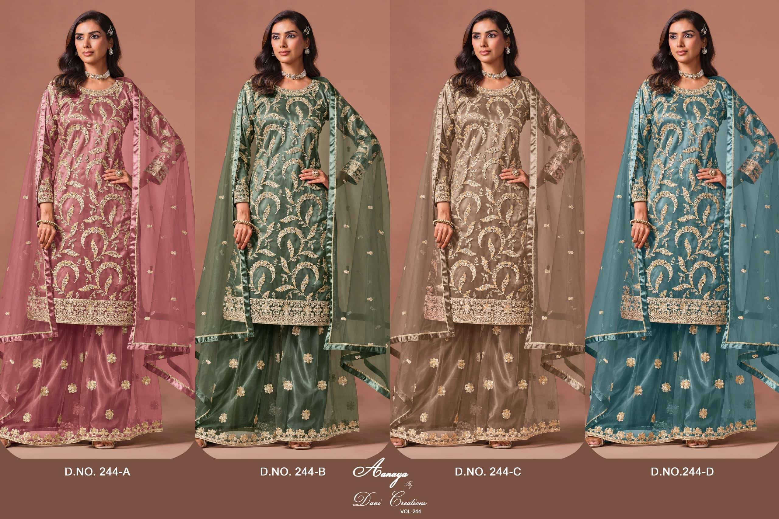 Twisha Aanaya Vol-244 Net Embroidery Pakistani Sharara Suit