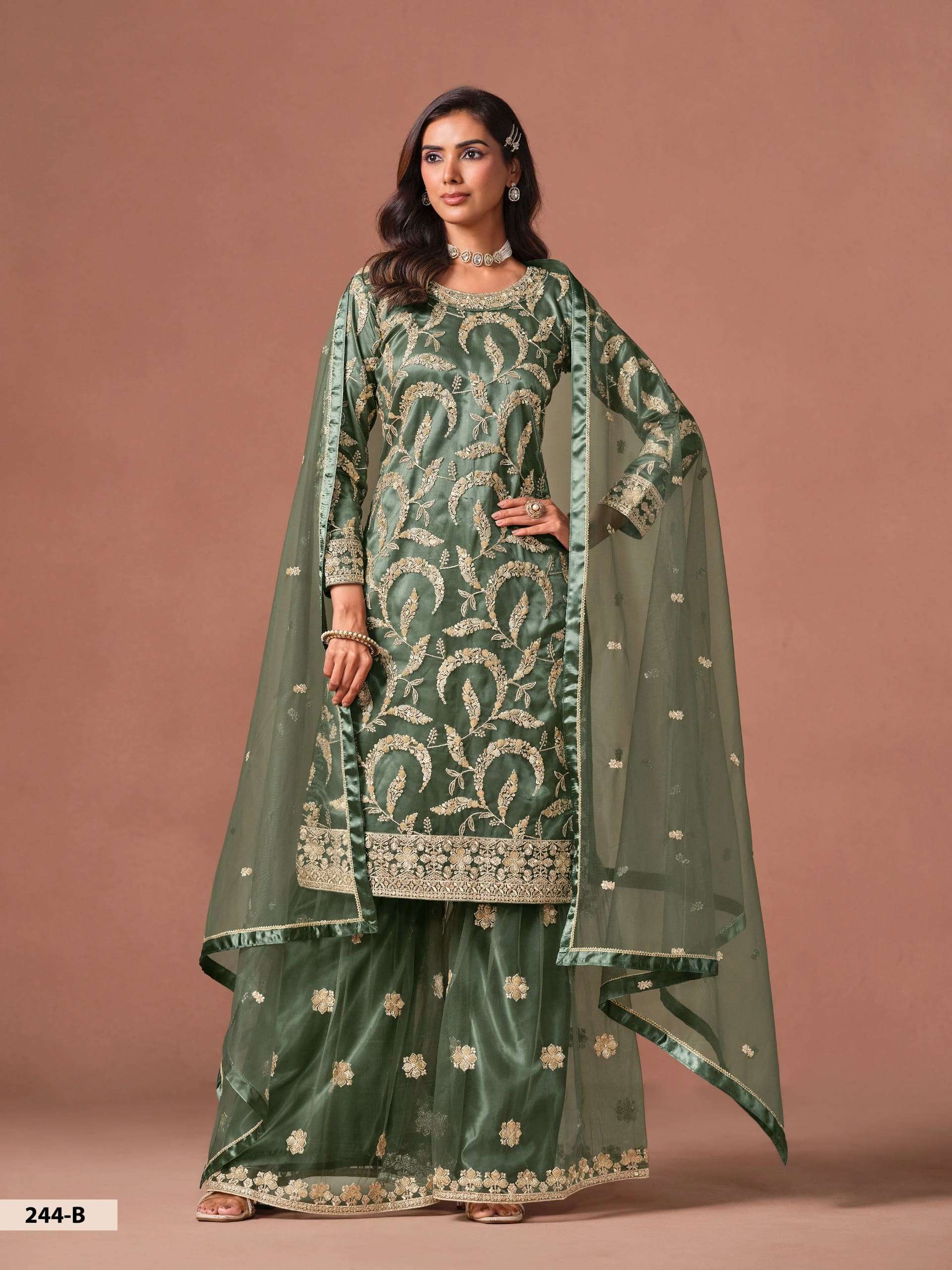 Twisha Aanaya Vol-244 Net Embroidery Pakistani Sharara Suit