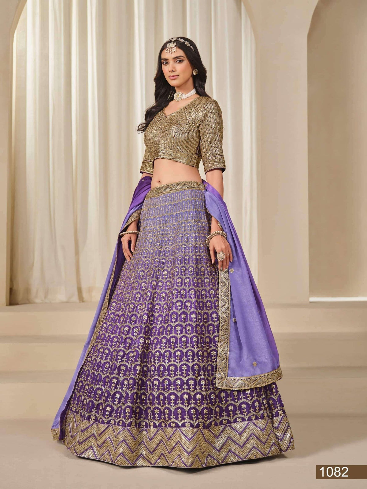 Twisha Mehvish Vol-18 1081 To 1084 Series Pure Chinon Silk Embroidery Lehengas - Amrah Wholesale