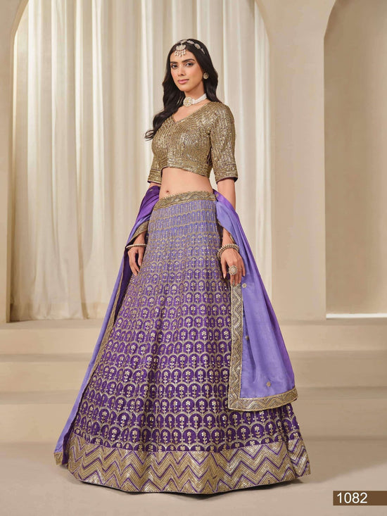 Twisha Mehvish Vol-18 1081 To 1084 Series Pure Chinon Silk Embroidery Lehengas - Amrah Wholesale