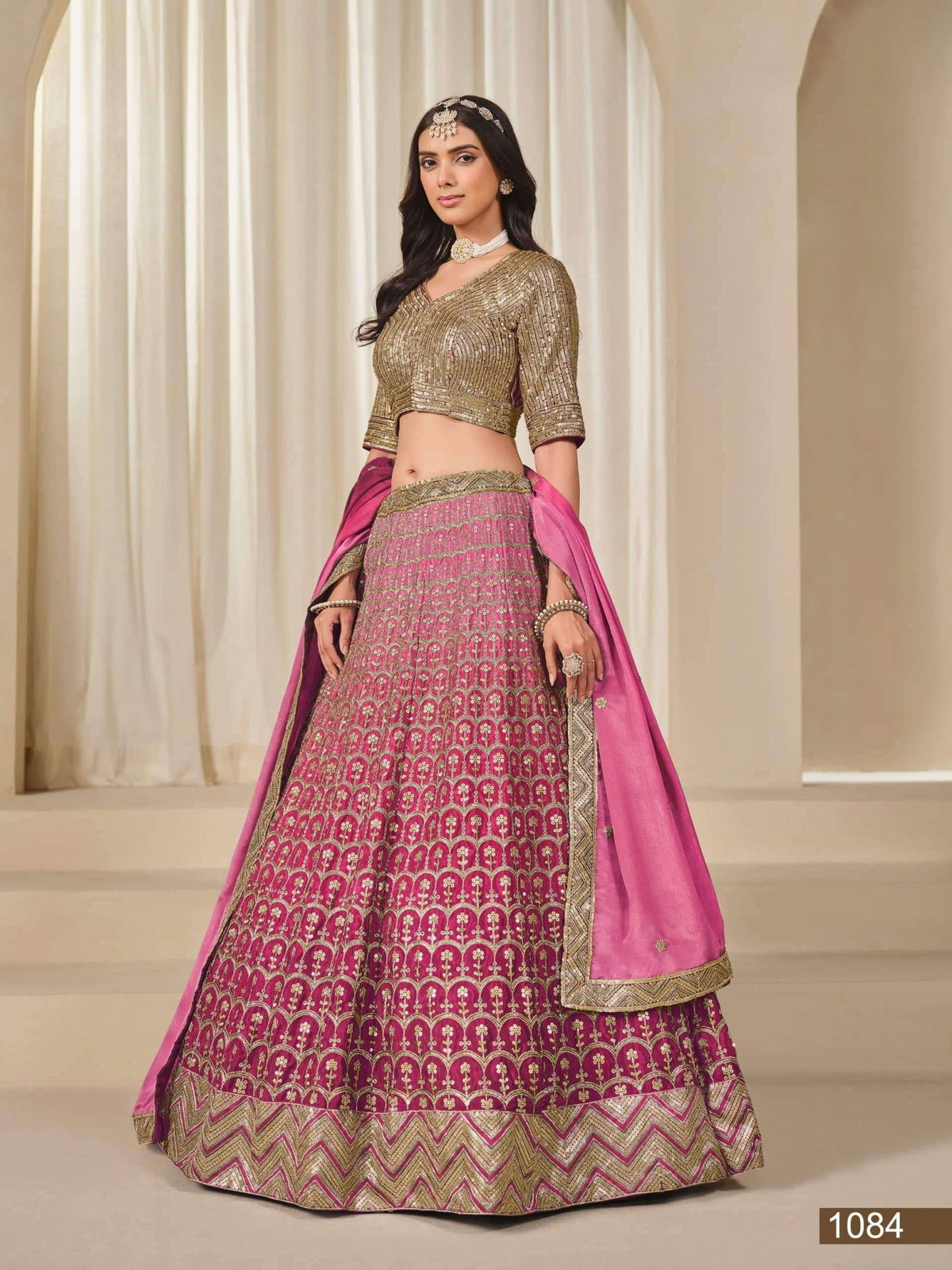 Twisha Mehvish Vol-18 1081 To 1084 Series Pure Chinon Silk Embroidery Lehengas - Amrah Wholesale