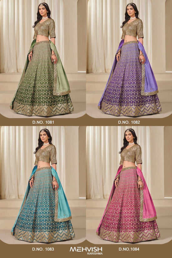 Twisha Mehvish Vol-18 1081 To 1084 Series Pure Chinon Silk Embroidery Lehengas - Amrah Wholesale