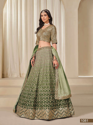 Twisha Mehvish Vol-18 1081 To 1084 Series Pure Chinon Silk Embroidery Lehengas