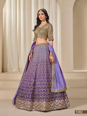 Twisha Mehvish Vol-18 1081 To 1084 Series Pure Chinon Silk Embroidery Lehengas