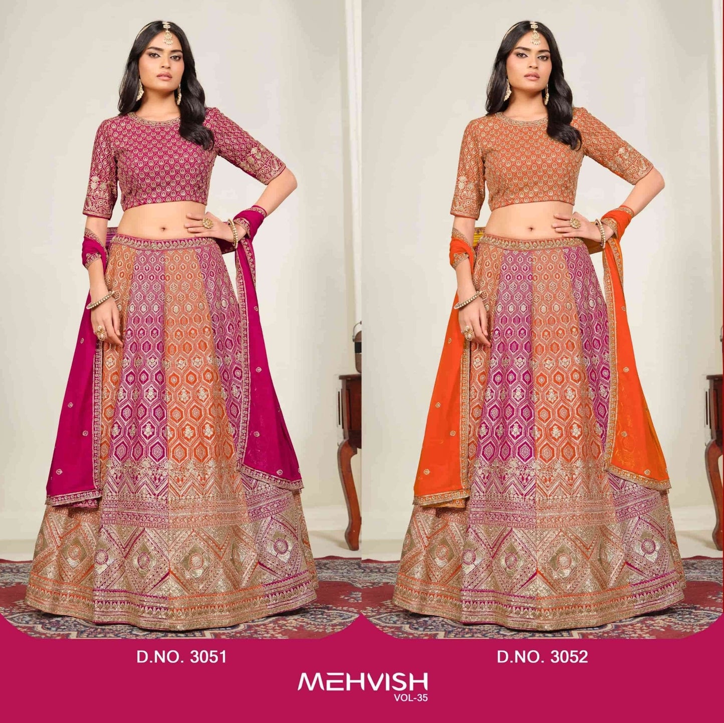 TWISHA MEHVISH VOL-35 Faux Georgette Embroidered Semi-Stitched Lehenga - Amrah Wholesale