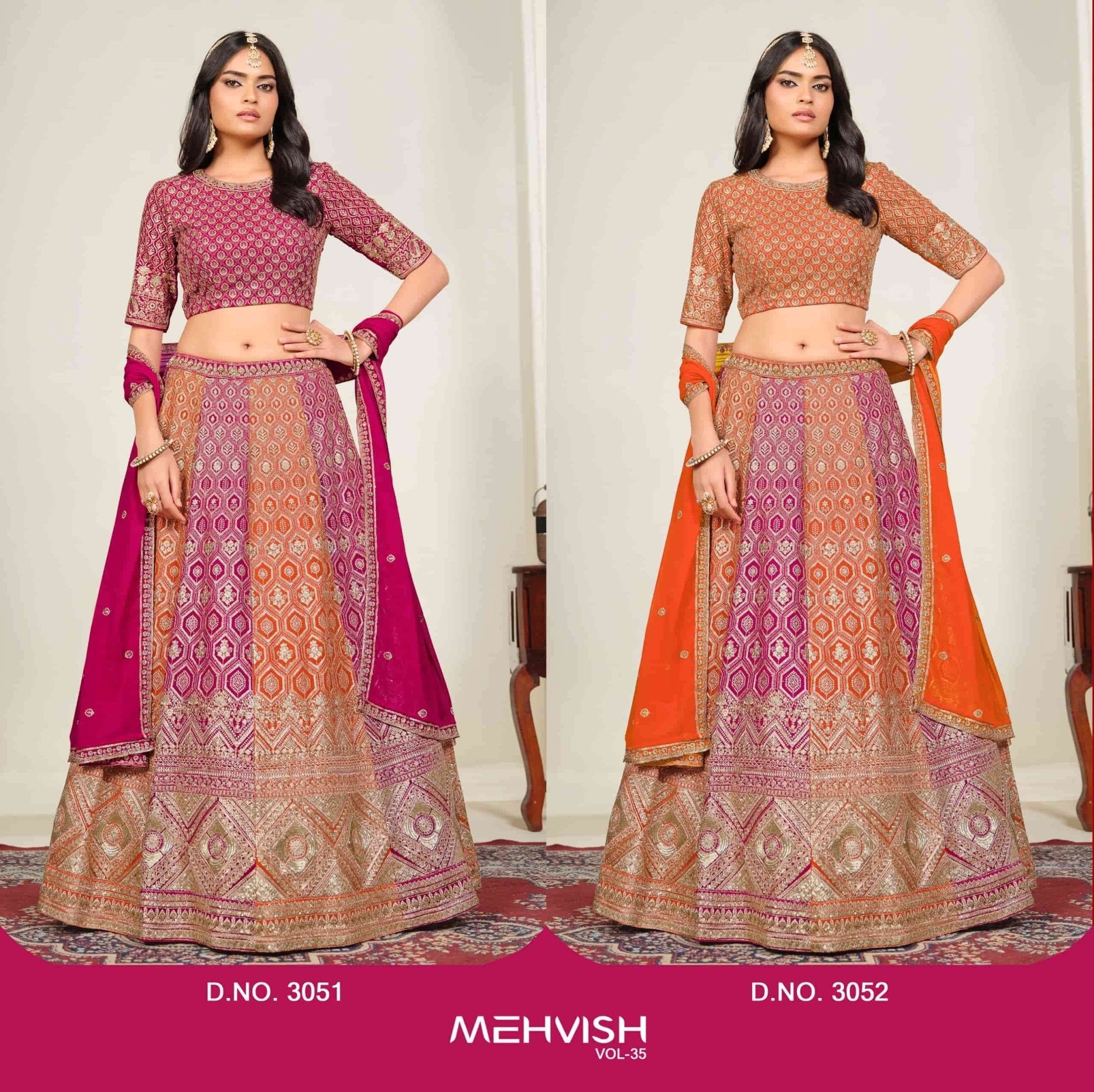 TWISHA MEHVISH VOL-35 Faux Georgette Embroidered Semi-Stitched Lehenga - Amrah Wholesale