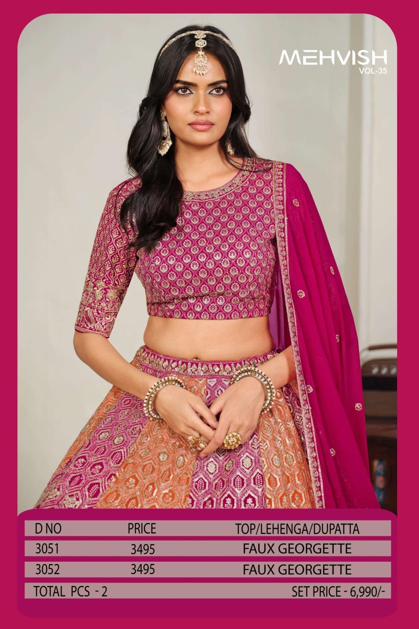 TWISHA MEHVISH VOL-35 Faux Georgette Embroidered Semi-Stitched Lehenga - Amrah Wholesale