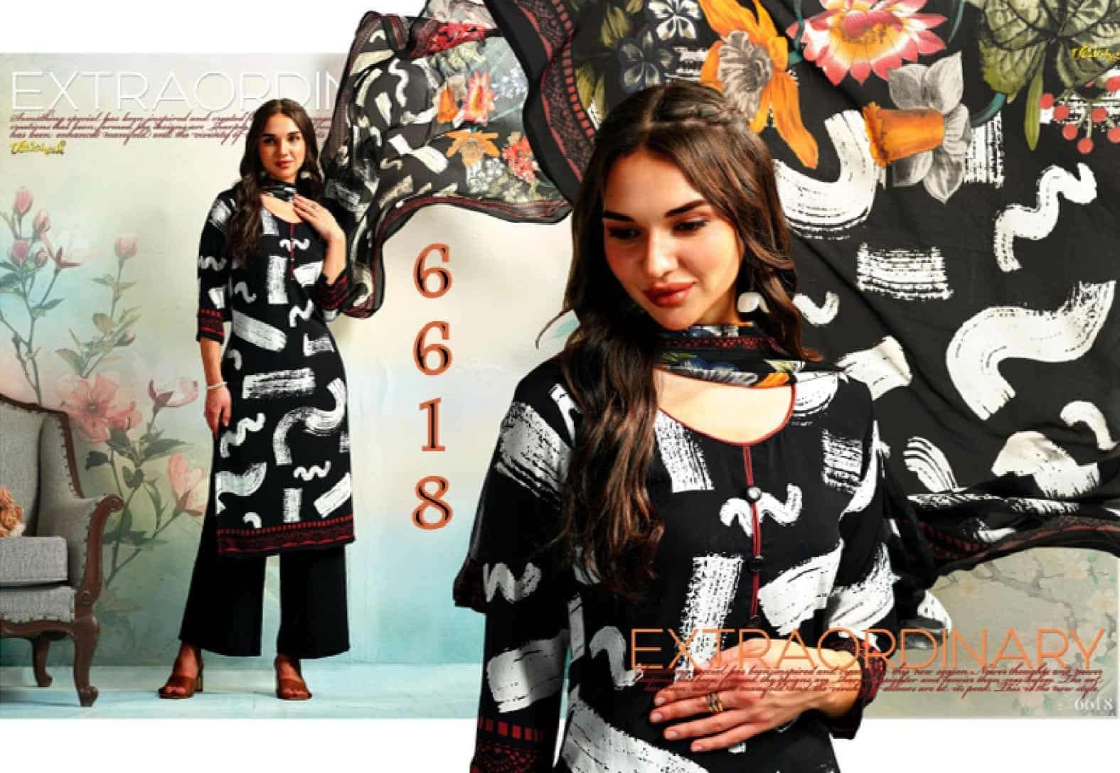 Vaishali Fashion 6600 Series Printed Pure Crape Dress Material