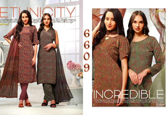 Vaishali Fashion 6600 Series Printed Pure Crape Dress Material