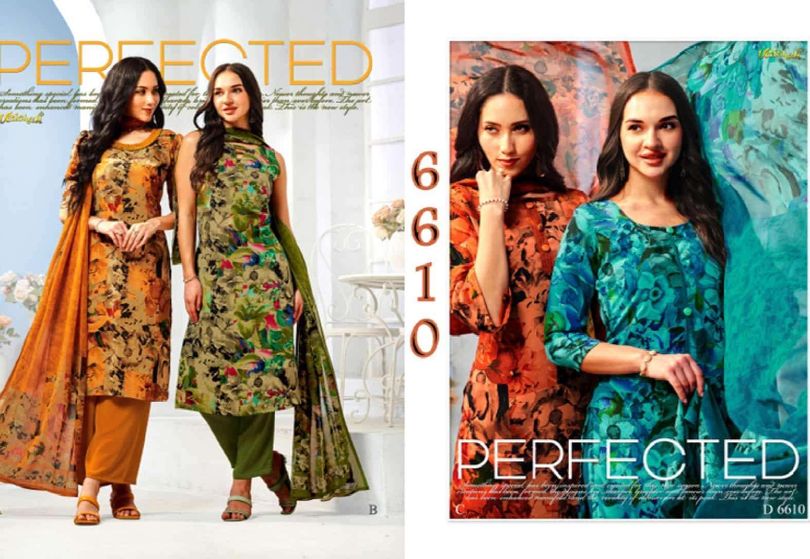 Vaishali Fashion 6600 Series Printed Pure Crape Dress Material