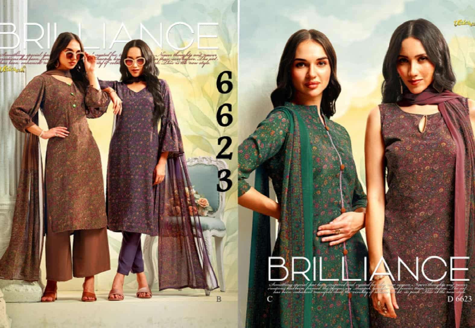 Vaishali Fashion 6600 Series Printed Pure Crape Dress Material