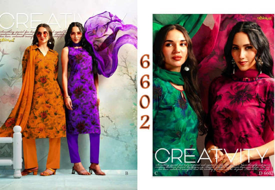 Vaishali Fashion 6600 Series Printed Pure Crape Dress Material